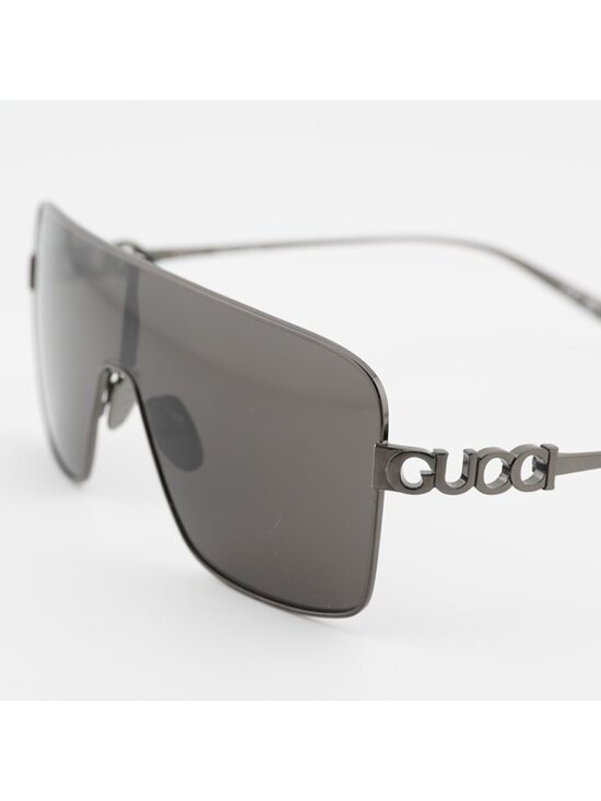 Gucci GG1936S 002 Sunglasses Gunmetal Grey Shield Frame, Grey Lenses main image 4
